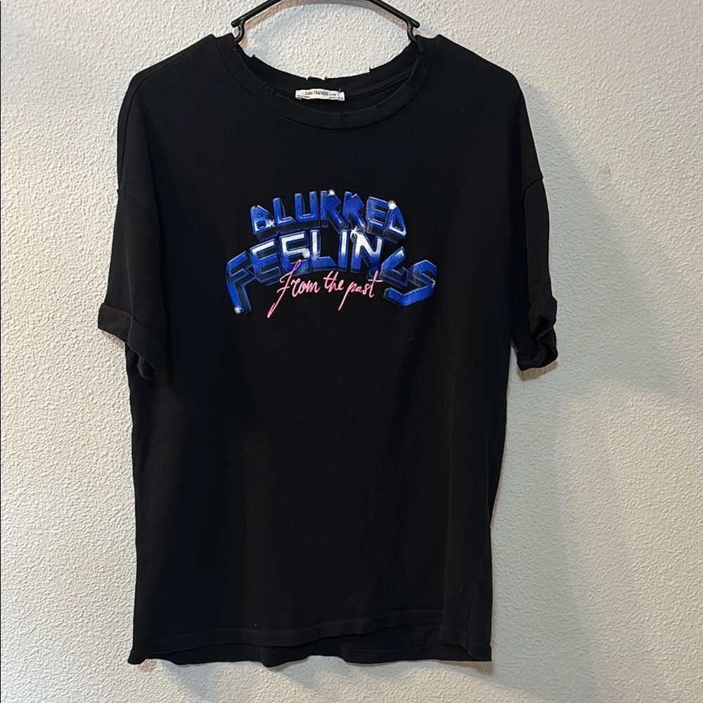 Zara Trafaluc Graphic Black Top